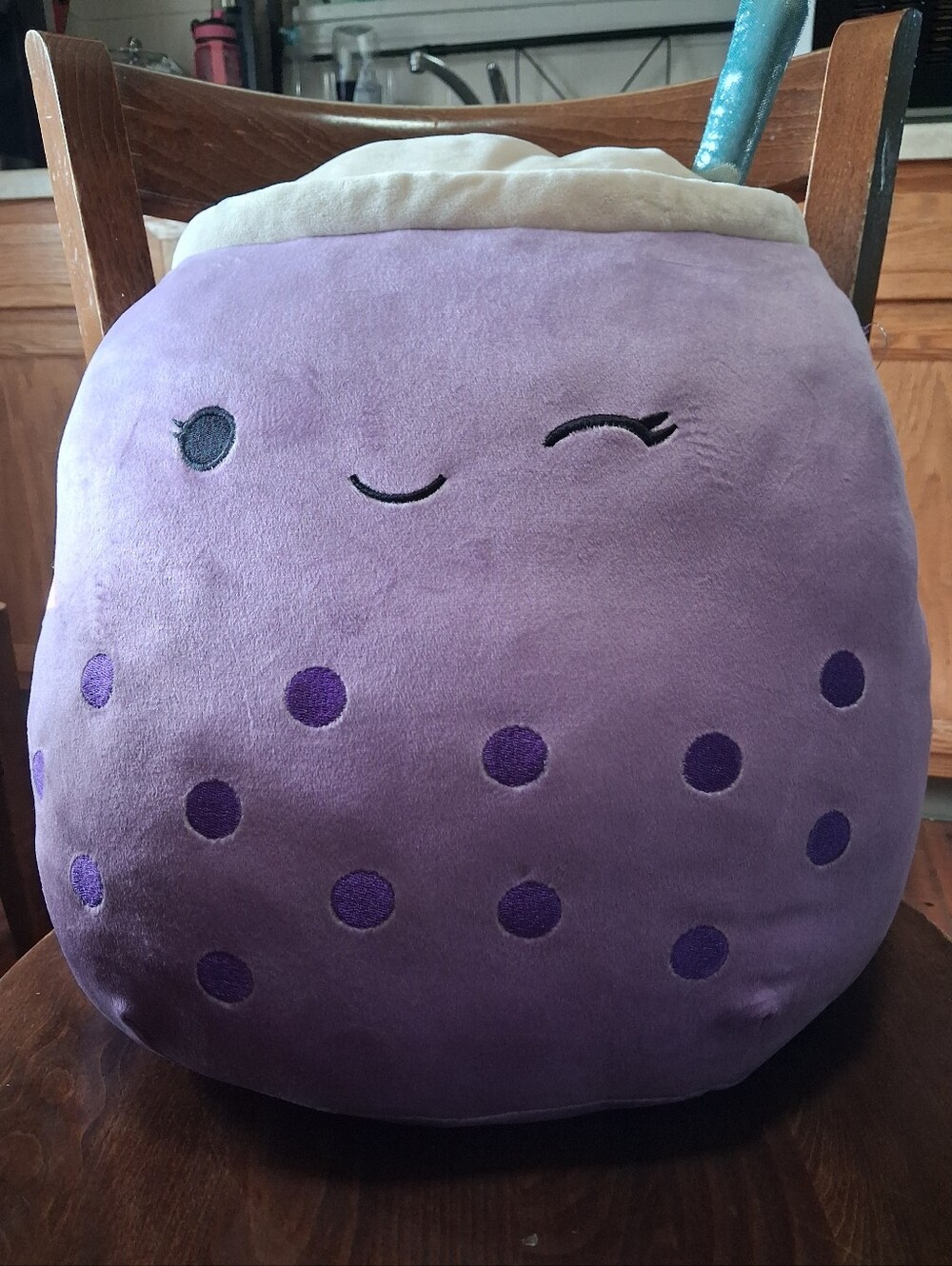 Squishmallows Purple Bubble Tea Plush Pillow with Cream Top